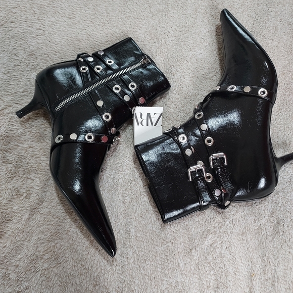 Zara Metal Trim Heeled Booties - Picture 10 of 14